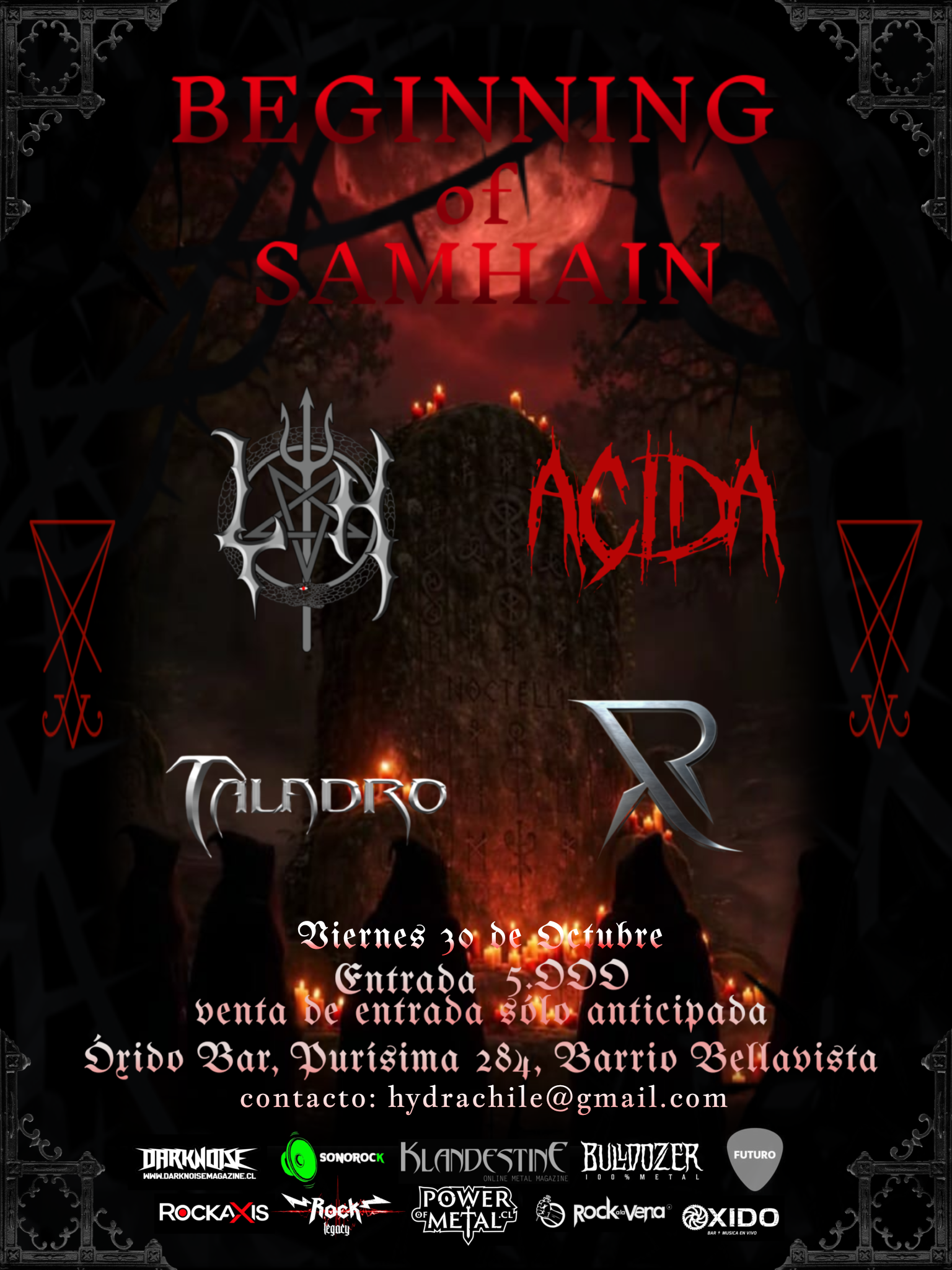 Beginning of Samhain: Luctus Hydra, Taladro, Riders y Ácida en Bar Óxido
